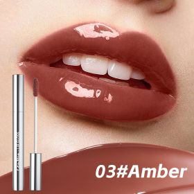 4 Colors Lip Gloss,Hydrating Lip Tint,Long Lasting Waterproof, High Shine Glossy Mirror Lip Stain, Long Lasting Moisturizing,Non Sticky, Romantic (Option: 03 Amber)