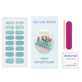 EELHOE Soft Gel Nail Sticker Set (Shiny Blue-Green) Semi-Baked Nail Paper, Fresh And Shiny Minimalist Style Soft Nail Stickers (Option: 1set-15.99g-5.51*2.99*0.55inch)