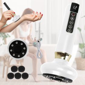 Anti Cellulite Massager Handheld Vacuum Suction Cupping Kit Beauty Tool with 12 Suction Mode 12 Heating 20Mins Auto-Off One-Key Pressure Release (Color: White)